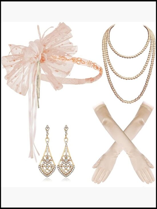 1920s Great Gatsby Flapper Headpiece Accessories Set main image 4